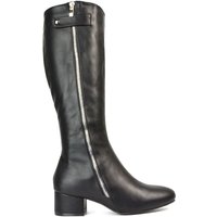 Darcy Low Block Heel Knee High Long Boots Decorative Zip
