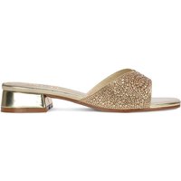 XY London Women's 'Seren' Low Heel Sandal Mules With Diamante Details in Metallic Gold | Size: 3