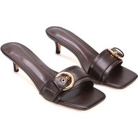 XY London Women's ‘Addison' Pointed Toe Backless Crystal Heels in Brown | Size: 3