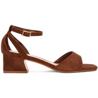 XY London Women's 'Hayley' Cut Out Strappy Block Heels With Ankle Strap in Brown | Size: 3
