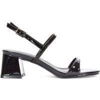 XY London Women's 'Izzy' Strappy Slingback Mid Block Heels With Square Toe in True Black | Size: 8
