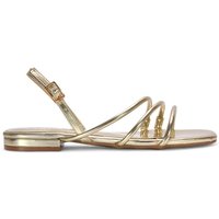 Mary Square Toe Strappy Slingback Flat Sandals Metallic