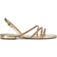 XY London Women's 'Abigale' Flat Slingback Diamante Sandals With Buckle in Metallic Gold | Size: 7