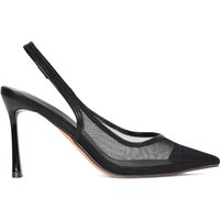 XY London Women's 'Caroline' Mesh Slingback Stiletto Heel Court Shoes With Pointed Toe in Black | Size: 4
