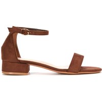 XY London Women's 'Tate' Low Block Heel Sandals With Ankle Strap in Brown | Size: 6