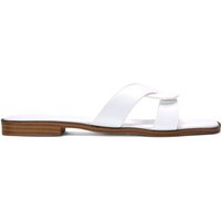 XY London Women's 'Charley' Slip On Sandal Sliders With Square Toe in White | Size: 6