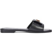 XY London Women's 'Leigh' Summer Slider Sandals With Gold Hardware in Black | Size: 3