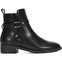 XY London Women's 'Mollie' Low Block Heel Ankle Boots With Strap Detail in Black | Size: 8