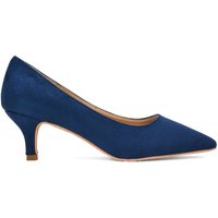 XY London Women's 'Cali' Pointed Toe Low Stiletto Kitten High Heel Court Shoes in Navy | Size: 8