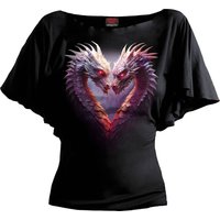 HEART DRAGONS Boat Neck Bat Sleeve Top
