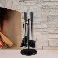 Marco Paul 5pc Fireside Accessory Set with Stand in Black