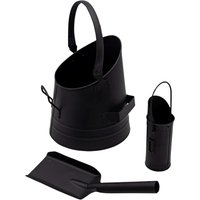 Marco Paul Fireside Coal Bucket Shovel Matchstick Holder Black Accessory Set Kindling Log