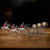 Marco Paul Christmas Reindeer Candle Holder- 3 Pillar Candles in Silver