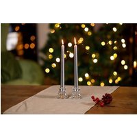 Marco Paul Pack of 2 Glass 7cm Taper Candle Stick Holder Table Centre Piece in Clear