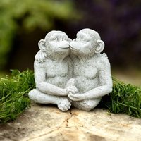 Marco Paul Monkey Garden Ornament Kissing Chimps Statue in Stone