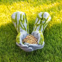Marco Paul Giving Open Hands Wall Mounted Bird Feeder in Stone