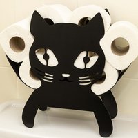 Marco Paul Cat Black Metal Toilet Roll Holder Bathroom Accessories 32cm