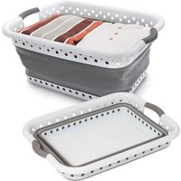 Marco Paul Large Collapsible Laundry Basket Folding Pop Up Washing Bin Clothes Storage in White