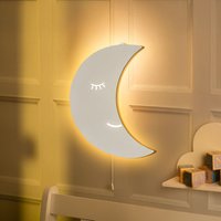 Moon Night Light Bedroom Nursery Decor Wooden Wall Lamp Gift