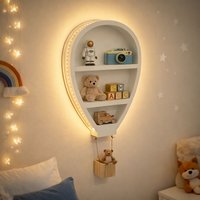 LED balloon Wooden Shelves Bedrooms Wall Mounted Shelf Nursery