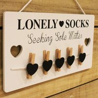 Marco Paul Lonely Socks Seeking Sole Mates Hanging Plaque & Peg Line