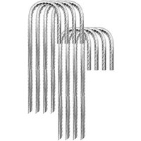 Marco Paul 8pc Large 30cm Galvanised Steel Ground Pegs for Tents, Weed Fabric in Silver