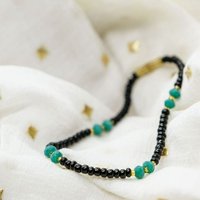 The Colourful Aura Women's Beaded Indian Nazar Magalsutra Everyday Bracelet in Green | Size: 7