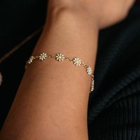 The Colourful Aura Women's Multicolour Turquoise Sun Flower Summer Indie Boho Daisy Charms Bracelet in White | Size: 6 inches