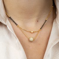 Indian Gold Plated Bead Everyday Mangalsutra Minimalist Nazaria Necklace White