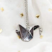 The Colourful Aura Women's Large Paper Cranes Swan Origami Pigeon Bird Animal Pendant Necklace in Silver