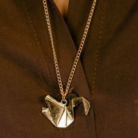 The Colourful Aura Women's Large Paper Cranes Swan Origami Pigeon Bird Animal Pendant Necklace in Gold