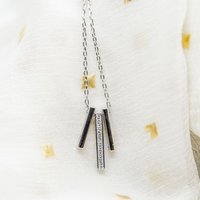 The Colourful Aura Women's Sterling Silver Geometric Three Zircon Bar Drop Pendant Necklace
