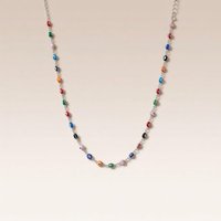The Colourful Aura Women's Multicolour Adjustable Evil Eye Turkish Boho Devil Eye Protection Necklace in Silver | Size: 14 inches