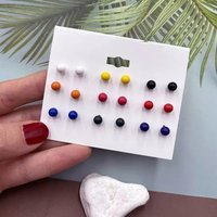 The Colourful Aura Women's Multicolour Round Ball Studs Earrings in Pink