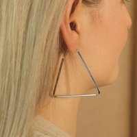 The Colourful Aura Women's Large Triangle Summer Beach Dainty Hoop Earring in Silver