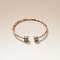 The Colourful Aura Women's Slim Round Twist Rose Gold Minimalistic Thin Bracelet Bangle