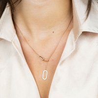 The Colourful Aura Women's Two Square Geometric Y Shape Square Drop Lariat Cocktail Dress Necklace in Gold