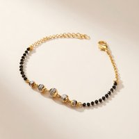 The Colourful Aura Women's Indian Nazaria Five White Ball Mangalsutra Beaded Bracelet in Gold