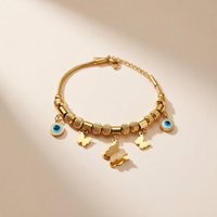 The Colourful Aura Women's Rose Gold Evil Eye Butterfly Dangle Charms Animal Dangly Bracelet