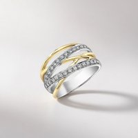 Cross Wide Silver Stone Band Ring