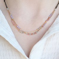 The Colourful Aura Women's Two layer gold beaded indian traditional mangalsutra necklace