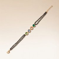 The Colourful Aura Women's Minimalistic Black Beaded Multicolour Stone Slim Mangalsutra bracelet