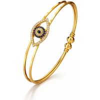 The Colourful Aura Women's Large Gold Evil Eye Dual Brass Cuff Bracelet