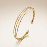 Dual Tone Triple Strand Brass Cuff Bracelet