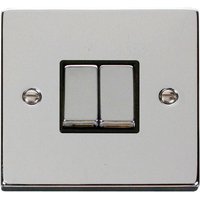 SE Home Polished Chrome 10A 2 Gang 2 Way Ingot Light Switch in Metallic Silver