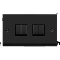 SE Home Matt Black 10A 4 Gang 2 Way Ingot Light Switch