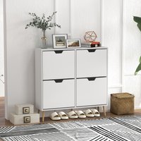 HOMCOM Shoe Storage Cabinet with 4 Flip Drawers for 16 Pairs of Shoes in White