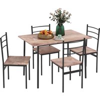 HOMCOM 5 Piece Dining Table & Chairs Set, Space Saving Table & 4 Chairs in Brown