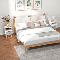 HOMCOM Nordic Style Bedside Table Set of 2 End Table Nightstand Lamp Desk in Grey