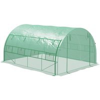 OUTSUNNY Polytunnel Greenhouse with Roll-up Side Walls in Green